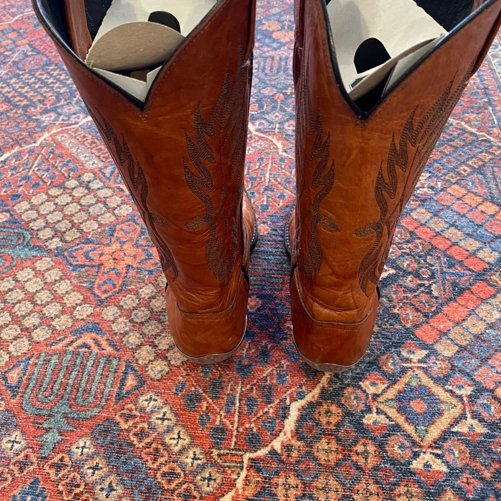 Dan Post Tony Lama Brown Heeled Boots - Picture 3 of 12